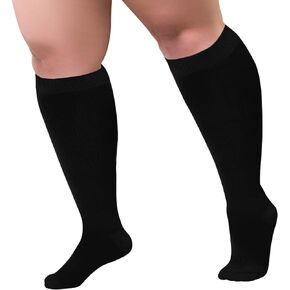 Plus Size Compression Socks, 20-30 mmHg Wide Calf Compression Stockings, Knee High Extra Wide Support Revovery Socks for Men and Women for Circulation Running Flying Nurses Pregnancy