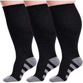 Neoviancia حجم كبير جوارب ضغط للنساء الرجال واسعة العجل 15-20 mmhg الركبة دعم جوارب ضغط للممرضات الجري in Kuwait