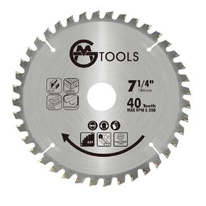 7-1/4 Inch 40 Teeth Carbide Tipped Circular Saw Blade with 5/8-Inch Arbor, Professional ATB Finishing Woodworking Saw Blade for Plywood, Laminate, Ripping Wood, Crosscuts Wood, 1-Pack