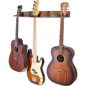 حامل على الحائط من Whisky Barrel Stave 2-Guitar | حامل للجيتار والقيثارة والكمان والبانجو والباس وشماعة الجيتار ولمسة نهائية من الجوز