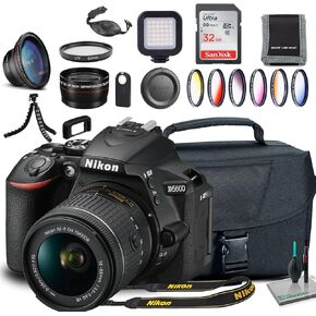 Nikon D5600 DSLR Camera with 18-55mm Lens (1576) + Camera Bag + Wide Angle Lens + 55mm UV Filter + 6-Piece Multi-Coated Graduated Filter Kit + SanDisk 32GB Ultra Memory Card + More (Renewed)