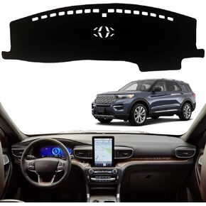 Dashboard Dash Board Cover Mat Pad Carpet Non-Slip Custom Compatible with Ford Explorer 2020 2021 2022 2023 Protector Sunshield (Black)