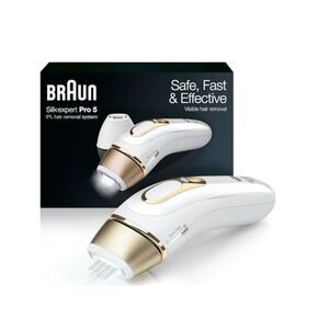 Braun IPL Long-Lasting Hair Removal for Women and Men, Silk Expert Pro 5 PL5137 with Venus Swirl Razor, Long-lasting Reduction in Hair Regrowth for Body & Face, Corded, PL5137