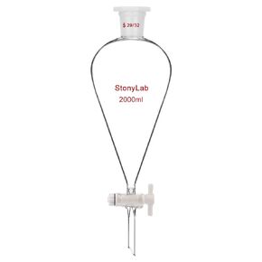 stonylab Borosilicate Glass 2000 ml Heavy Wall Conical Separatory Funnel with 29/32 Joints and PTFE Stopcock, 2000 ml