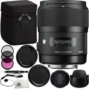 Sigma 35mm f/1.4 DG HSM Art Lens (for Nikon DSLR Camera) Bundle Includes Manufacturer Accessories + 3 PC Filter Kit + Lens Cap + Lens Pen + Cap Keeper + Microfiber Cleaning Cloth in Saudi Arabia