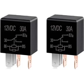 Pack-2 Car 5 Pin Relay Switch 12V 30A SPST, Multi-Purpose Relay Heavy Duty Standard Relay Kit, Waterproof Stable Relay, Universal for Car Motor Replacement Accessories (Black)