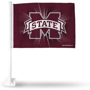 Rico Industries NCAA Mississippi State Bulldogs Primary Double Sided Car Flag Double Sided Car Flag - 16" x 19" - Strong Pole That Hooks onto Car/Truck/Automobile