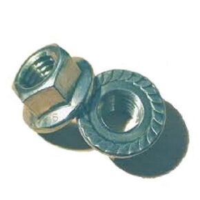 Grade 2 Steel Hex Flange Nut, Zinc Plated Finish, Self-Locking Serrated Flange, ASME B18.2.2, 5/8"-18 Threads, 15/16" Width Across Flats, 9/16" Overall Height (Pack of 10)