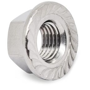 M12 x 1.5mm 304 صواميل قفل سداسية من الفولاذ المقاوم للصدأ مسننة، صواميل شفة قفل غير قابلة للانزلاق (10 قطع)