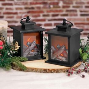 Kate Aspen LED Vintage Decorative Blue Lantern - Marrakesh (Set of 2) -Rustic Home Farmhouse Décor Lantern, One Size