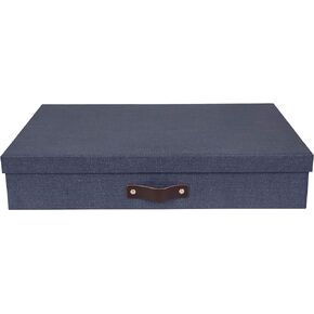 Bigso Sverker Canvas Fiberboard Legal and Art Storage Box | Scrapbook Storage Box for Loose Papers and More | Durable Document Boxes with Lid and Leather Handle | 17.1’’ x 12.2’’ x 3.3’’ | Grey