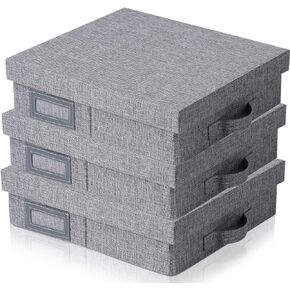 صندوق تخزين سجل القصاصات من الكتان، صناديق تخزين الصور، 14.6 بوصة × 13 بوصة × 4 بوصة، رمادي، صندوق رسائل للمستندات، صندوق صور للتخزين (3) in Kuwait