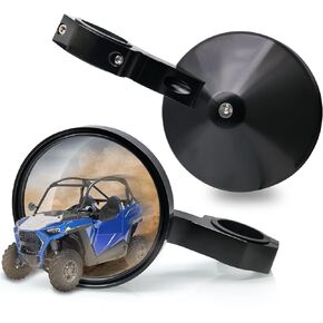 MZS UTV Side Mirrors, 1.75"-2" UTV View Rear Mirrors Round CNC Black Accessories Compatible with RZR Rangers Roof XP Commander Gator Wildcat trail Mule Pioneer teryx RTV Rhinos Viking Sidexside SXS