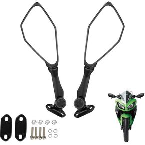 KEMIMOTO Compatible with Ninja 300 Mirrors Motorcycle Rear View Mirror Compatible with Ninja 250 ZX 6R 636 300R EX300 ABS 2011-2018 / Ninja 400 2018-2023