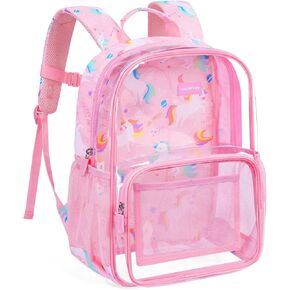 mommore Clear Backpack Heavy Duty Clear Bookbag for Kids 15 Inch See Through Backpack Dinosaur Transparent Bag for Boys