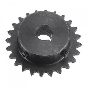 uxcell 24 Tooth Roller Sprocket, 25 Chain Single Strand 1/4" Pitch, 12mm Bore Black Oxide C45 Carbon Steel, 4x1.8mm Keyway with Set Screws for ISO 04C