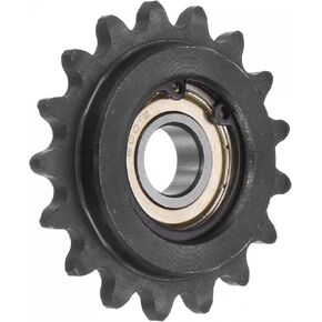 uxcell #35 Chain Idler Sprocket, 12mm Bore 3/8" Pitch 18 Tooth Tensioner, Black Oxide Finished C45 Carbon Steel with Insert Single Bearing for ISO 06C Chains