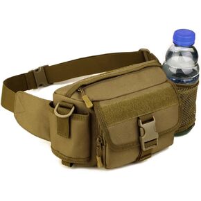 UNISTRENGH Multi Functional Waist Pack Military Single Shoulder Hip Belt Fanny Bag Water Resistant Waist Pouch with Water Bottle Pocket Holder for Hiking Climbing Outdoor Bumbag (ACU Camouflage)
