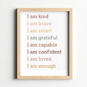 طباعة فنية Wowsweet-Affirmations للأطفال، لوحة فنية جدارية للفصل الدراسي، I am Enough، غرفة نوم الأطفال، طباعة تأكيدات قوس قزح، I am Kind Smart Loved، ديكور حضانة ملهم، غير مؤطر (11X14 بوصة) in Kuwait