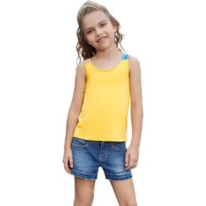 Perfashion Girls Tank Tops Rainbow Camisole High Low Hem Basic Shirt Yoga Gymnastics Dancewear for 4-13 Years