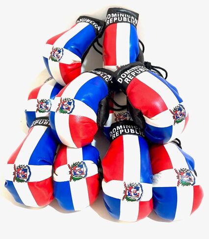 Dominican Boxing gloves flags for car accessories Dominican Republic flag DR hanging Rearview mirror design (1) in Saudi Arabia