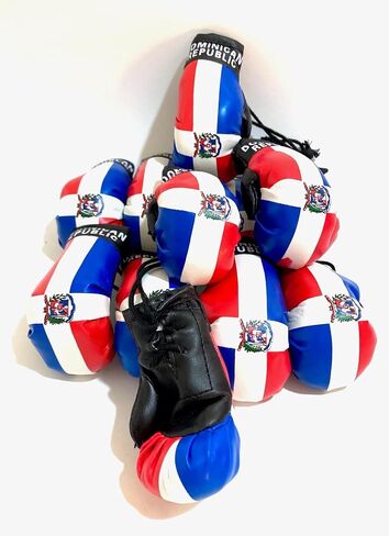Dominican Boxing gloves flags for car accessories Dominican Republic flag DR hanging Rearview mirror design (1) in Saudi Arabia