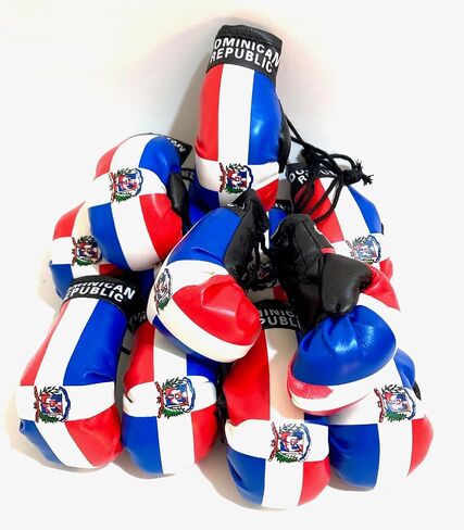 Dominican Boxing gloves flags for car accessories Dominican Republic flag DR hanging Rearview mirror design (1) in Saudi Arabia