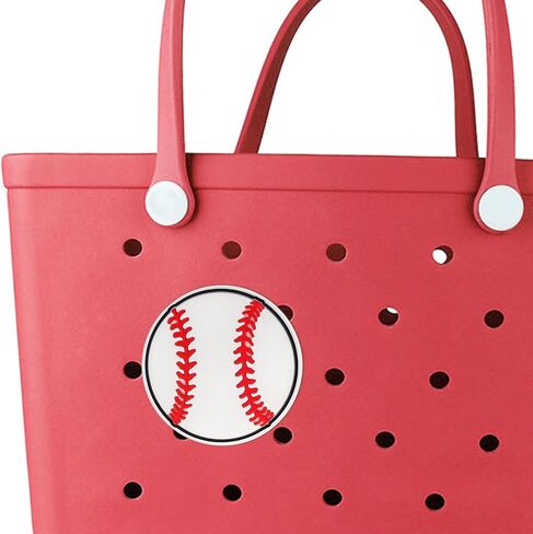 Bogg Bag Baseball Accessories White Baseball Charms المطاط حمل الحقائب إدراج البيسبول تصميم الرياضة الديكور لحقيبة يد الشاطئ الكرة اللينة الرياضة سحر متوافق مع حقائب اليد الجنوبية ببساطة in Kuwait