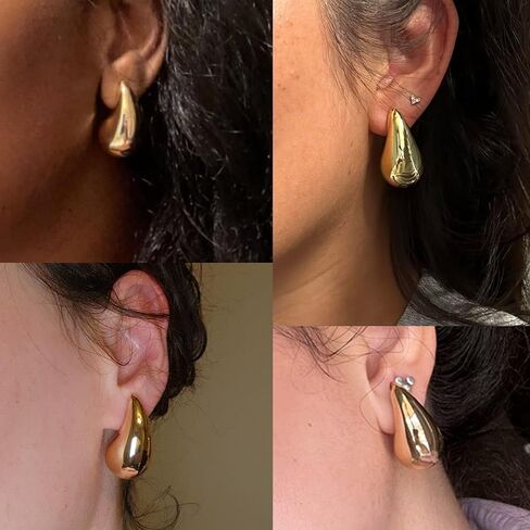 Longita Clip on Earrings Women Gold Clip on Earrings Hoop Earrings Pearl Clip on Earrings Clip on Gold Earrings Women's Clip-On Earrings Silver Clip on gold Teardrop Chunky Earrings in Saudi Arabia