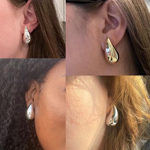 Longita Clip on Earrings Women Gold Clip on Earrings Hoop Earrings Pearl Clip on Earrings Clip on Gold Earrings Women's Clip-On Earrings Silver Clip on gold Teardrop Chunky Earrings in Saudi Arabia