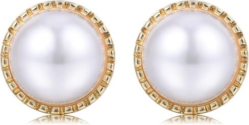 Longita Clip on Earrings Women Gold Clip on Earrings Hoop Earrings Pearl Clip on Earrings Clip on Gold Earrings Women's Clip-On Earrings Silver Clip on gold Teardrop Chunky Earrings in Saudi Arabia
