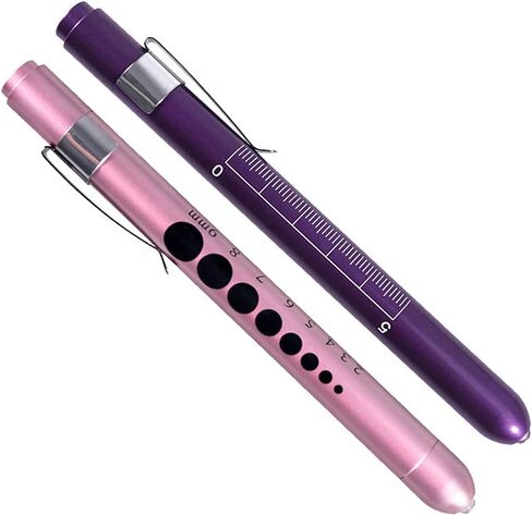 Aokin Pen Light with Pupil Gauge, Reusable LED Penlight Medical for Doctor Nurse Diagnostic etc, White Light, Purple and Teal in Saudi Arabia