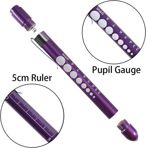 Aokin Pen Light with Pupil Gauge, Reusable LED Penlight Medical for Doctor Nurse Diagnostic etc, White Light, Purple and Teal in Saudi Arabia