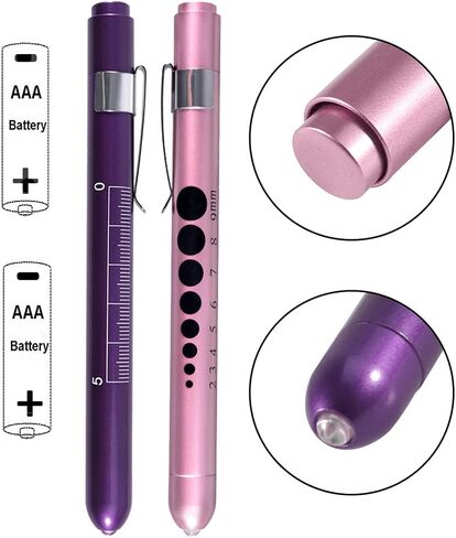 Aokin Pen Light with Pupil Gauge, Reusable LED Penlight Medical for Doctor Nurse Diagnostic etc, White Light, Purple and Teal in Saudi Arabia