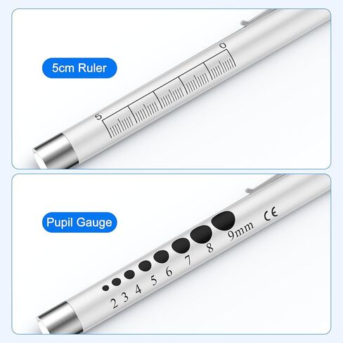 أضواء القلم CAVN للممرضات، 2 حزمة من المصابيح الطبية القابلة لإعادة الاستخدام مع مقياس التلميذ لطلاب التمريض، الضوء الأبيض، أسود/أبيض in Kuwait