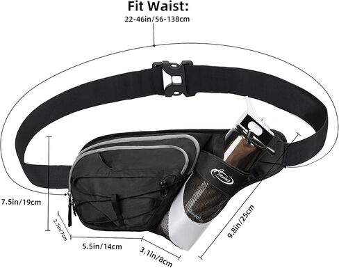 AiRunTech Fanny Pack with Water Bottle Holder Hiking Accessories for Women Men Water Resistant Large Running Bag Dog Walking Fit All Phones in Saudi Arabia