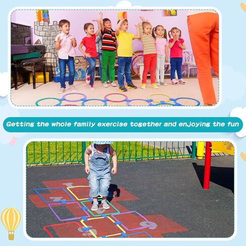 30 Pcs Hopscotch Ring Game Multicolored Hopscotch Squares Triangle Set and 45 Connectors Hopscotch Outdoor Game Obstacle Course for Indoor Playground Girls Boys Kids Balance Agility Training in Saudi Arabia