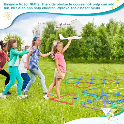 30 Pcs Hopscotch Ring Game Multicolored Hopscotch Squares Triangle Set and 45 Connectors Hopscotch Outdoor Game Obstacle Course for Indoor Playground Girls Boys Kids Balance Agility Training in Saudi Arabia