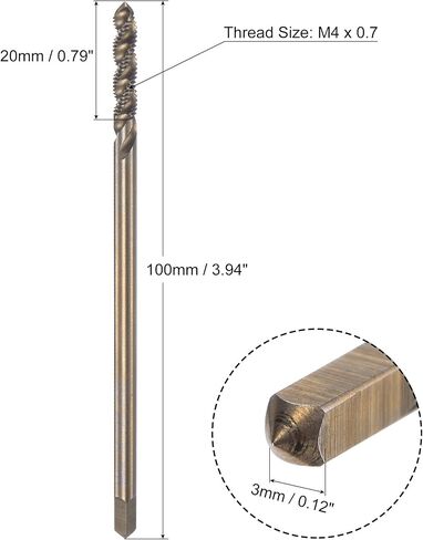 uxcell Spiral Flute Thread Tap M2 x 0.4, Metric Cobalt HSS (High Speed Steel) Titanium Plated Machine Threading Tap H2 Tolerance Grade in Saudi Arabia