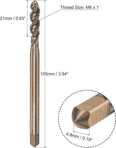 uxcell Spiral Flute Thread Tap M2 x 0.4, Metric Cobalt HSS (High Speed Steel) Titanium Plated Machine Threading Tap H2 Tolerance Grade in Saudi Arabia