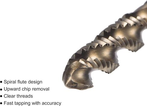uxcell Spiral Flute Thread Tap M2 x 0.4, Metric Cobalt HSS (High Speed Steel) Titanium Plated Machine Threading Tap H2 Tolerance Grade in Saudi Arabia