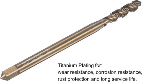 uxcell Spiral Flute Thread Tap M2 x 0.4, Metric Cobalt HSS (High Speed Steel) Titanium Plated Machine Threading Tap H2 Tolerance Grade in Saudi Arabia
