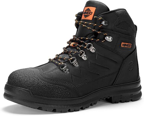 Mens Steel Toe Work Boots, Full Grain Leather, Oil and Slip Resistant, Puncture Proof Construction Boots with Breathable Lining, Anti-static, Mens Safety Boots for Industrial, Warehouse in Saudi Arabia