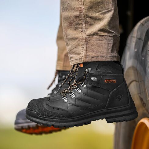Mens Steel Toe Work Boots, Full Grain Leather, Oil and Slip Resistant, Puncture Proof Construction Boots with Breathable Lining, Anti-static, Mens Safety Boots for Industrial, Warehouse in Saudi Arabia