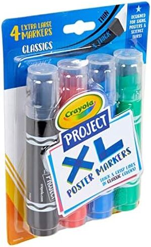 Crayola XL Poster Markers, Assorted Classic Colors, School Supplies, 4 Count (Pack of 2) in Saudi Arabia