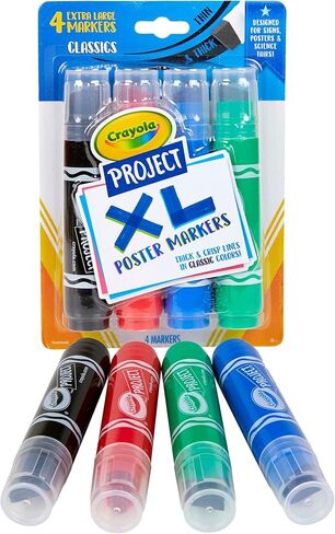 Crayola XL Poster Markers, Assorted Classic Colors, School Supplies, 4 Count (Pack of 2) in Saudi Arabia