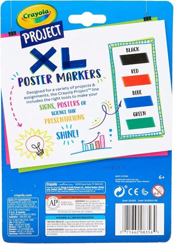 Crayola XL Poster Markers, Assorted Classic Colors, School Supplies, 4 Count (Pack of 2) in Saudi Arabia