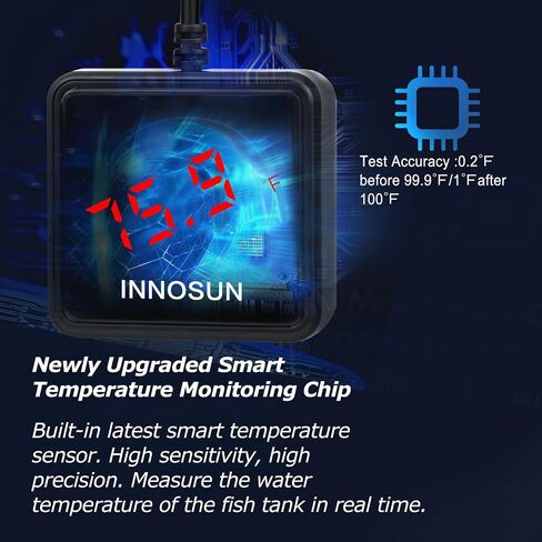 Fish Tank Digital Thermometer,Submersible Aquarium Thermometer for Underwater Use with High & Low Temperature Alarm Accuracy 0.2°F,Waterproof Thermometer with USB Power Supply,HD LED Display in Saudi Arabia