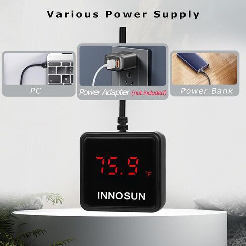 Fish Tank Digital Thermometer,Submersible Aquarium Thermometer for Underwater Use with High & Low Temperature Alarm Accuracy 0.2°F,Waterproof Thermometer with USB Power Supply,HD LED Display in Saudi Arabia