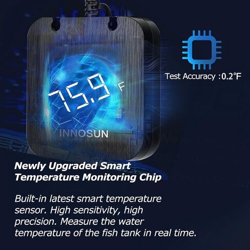 Fish Tank Digital Thermometer,Submersible Aquarium Thermometer for Underwater Use with High & Low Temperature Alarm Accuracy 0.2°F,Waterproof Thermometer with USB Power Supply,HD LED Display in Saudi Arabia